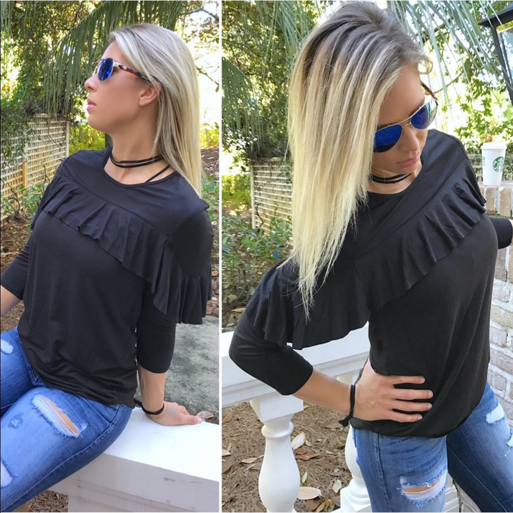 3/4 sleeve ruffle top